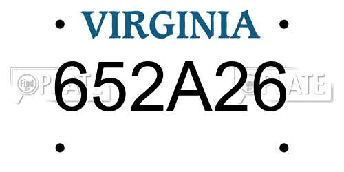 652A26 Virginia License Plate