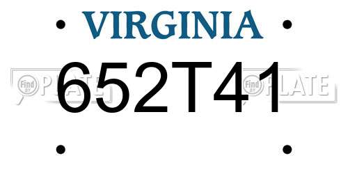 652T41 Virginia License Plate