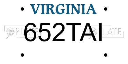 652TAI Virginia License Plate