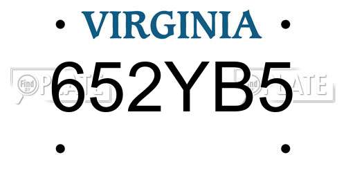 652YB5 Virginia License Plate