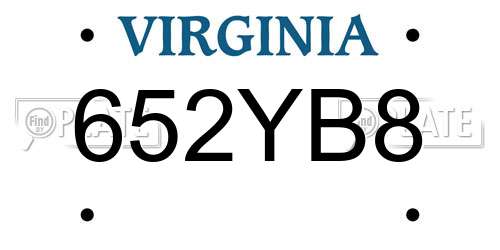 652YB8 Virginia License Plate