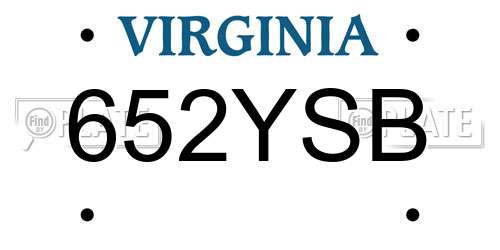 652YSB Virginia License Plate