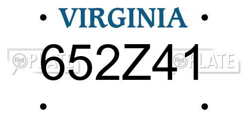 652Z41 Virginia License Plate