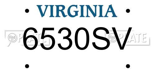 6530SV Virginia License Plate