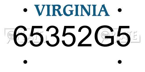 65352G5 Virginia License Plate