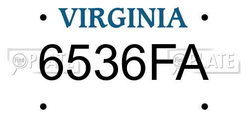 6536FA Virginia License Plate