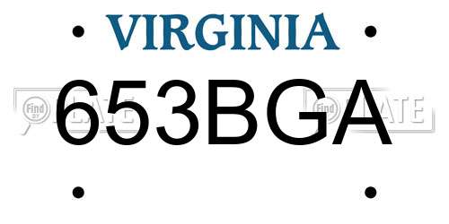 653BGA Virginia License Plate