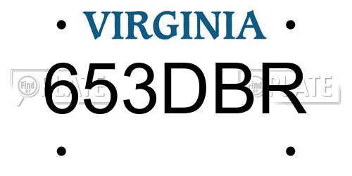653DBR Virginia License Plate