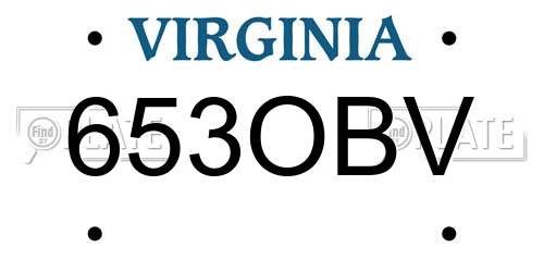 653OBV Virginia License Plate