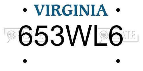653WL6 Virginia License Plate