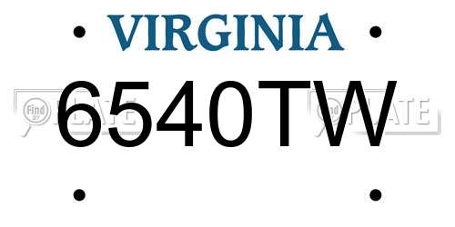 6540TW Virginia License Plate