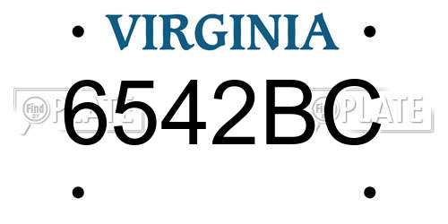 6542BC Virginia License Plate