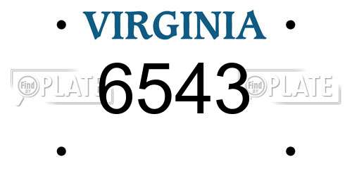 6543 Virginia License Plate
