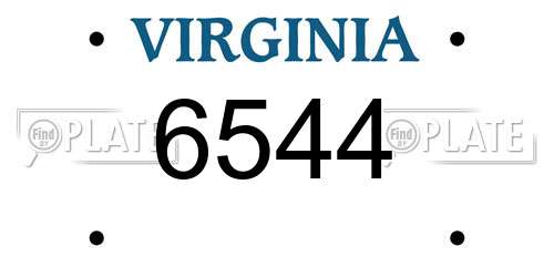 6544 Virginia License Plate