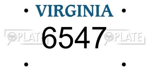 6547 Virginia License Plate