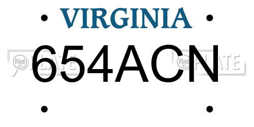 654ACN Virginia License Plate