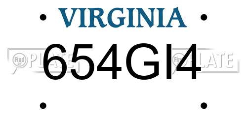 654GI4 Virginia License Plate