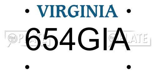 654GIA Virginia License Plate