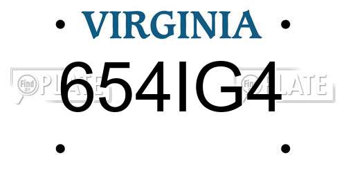 654IG4 Virginia License Plate