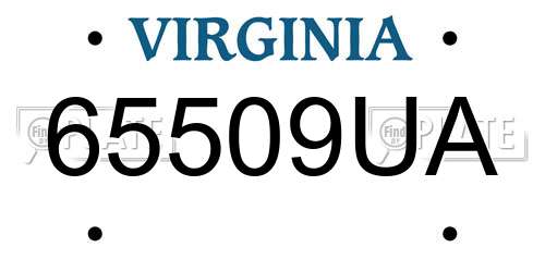 65509UA Virginia License Plate