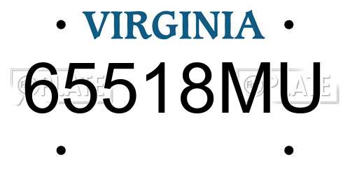 65518MU Virginia License Plate