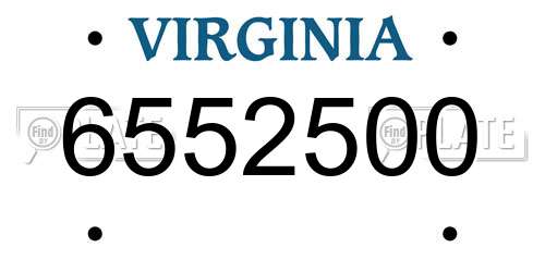 6552500 Virginia License Plate