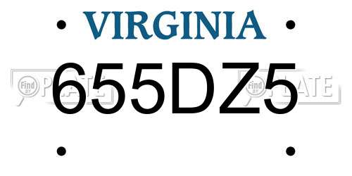 655DZ5 Virginia License Plate