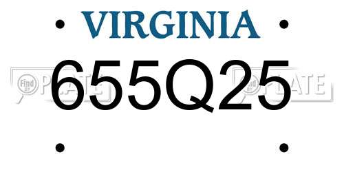 655Q25 Virginia License Plate