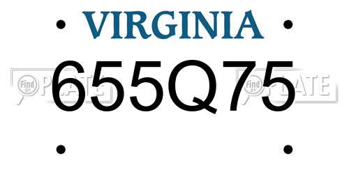 655Q75 Virginia License Plate