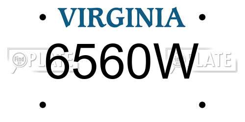 6560W Virginia License Plate