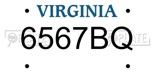 6567BQ Virginia License Plate