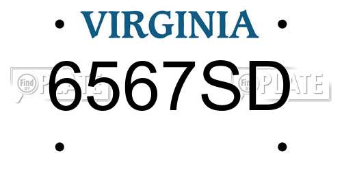 6567SD Virginia License Plate