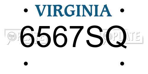 6567SQ Virginia License Plate