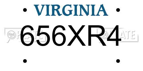 656XR4 Virginia License Plate