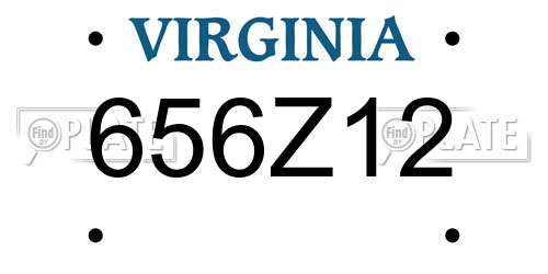 656Z12 Virginia License Plate