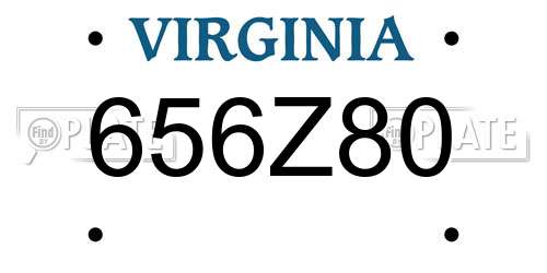 656Z80 Virginia License Plate