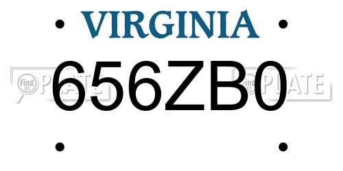 656ZB0 Virginia License Plate