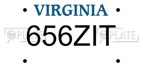 656ZIT Virginia License Plate