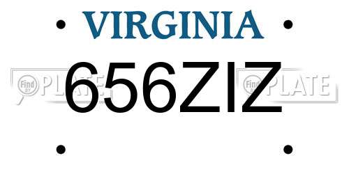 656ZIZ Virginia License Plate