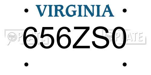 656ZS0 Virginia License Plate
