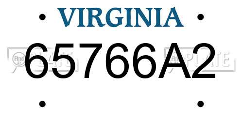 65766A2 Virginia License Plate