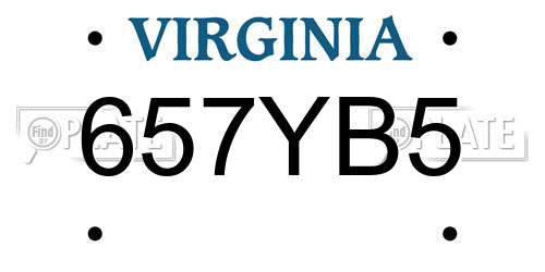 657YB5 Virginia License Plate