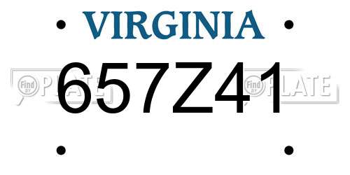 657Z41 Virginia License Plate