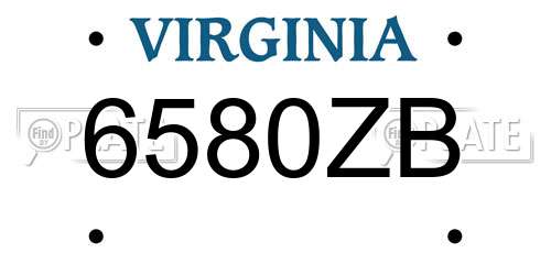 6580ZB Virginia License Plate