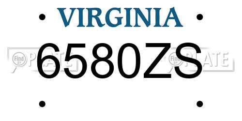 6580ZS Virginia License Plate