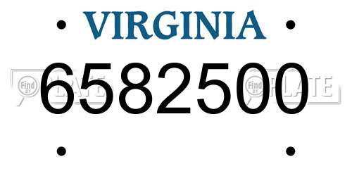 6582500 Virginia License Plate
