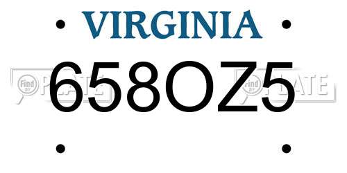 658OZ5 Virginia License Plate