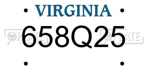 658Q25 Virginia License Plate