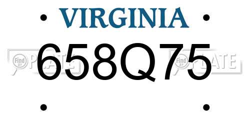 658Q75 Virginia License Plate