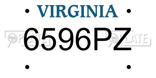 6596PZ Virginia License Plate